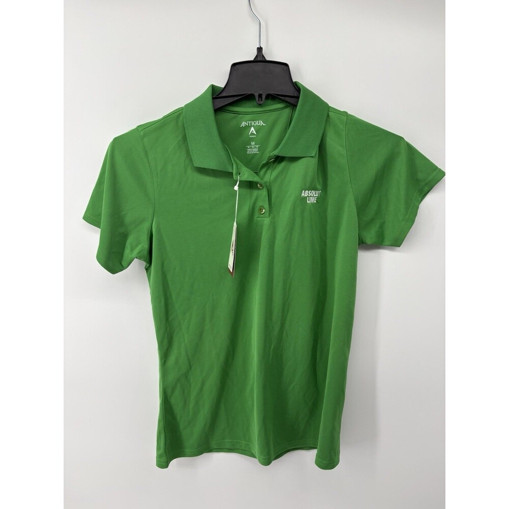 Antigua Lime Green Women’s Polo Shirt Embroidered “Absolut Lime” Logo Medium NWT